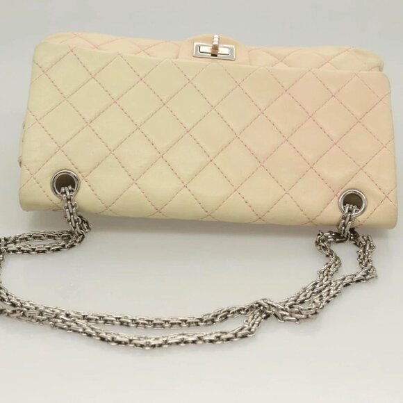 CHANEL Matelasse 2.55 Double Flap Chain Gradient Bag Lamb Skin CC Auth 129232 - Picture 7 of 15